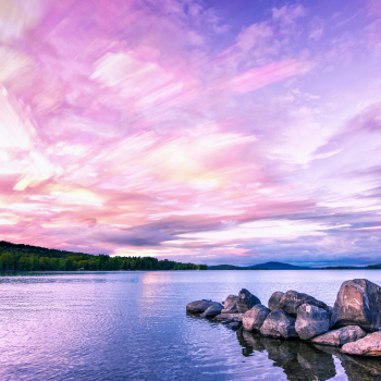 Summer sunset on Moosehead Lake in Greenville, Maine